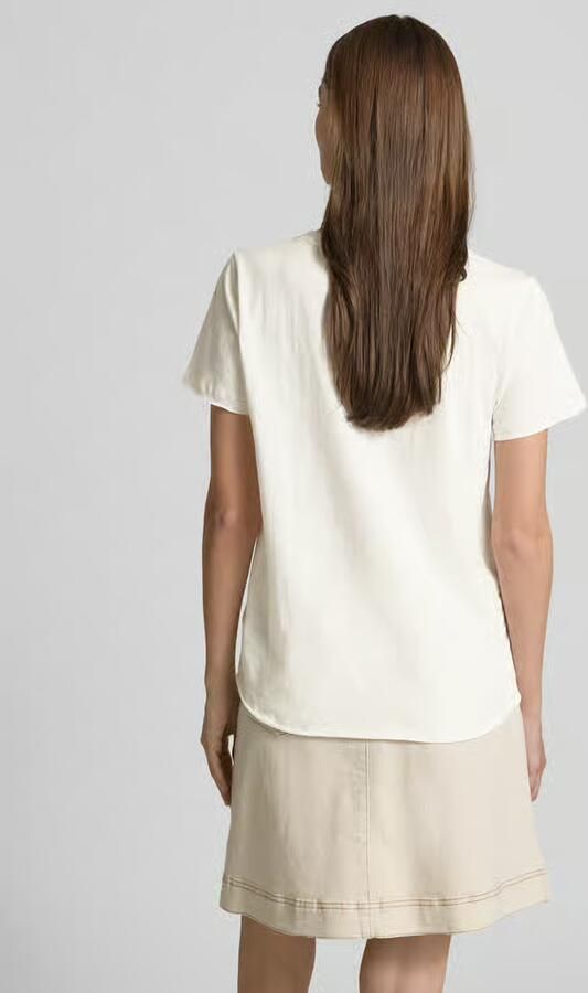 MOS MOSH T-shirt met geribde V-hals model 'Nadine'
