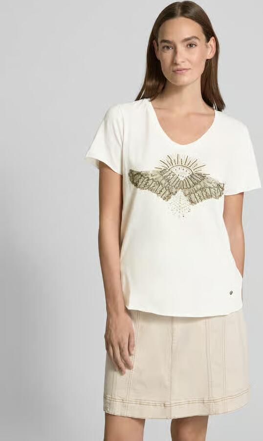 MOS MOSH T-shirt met geribde V-hals model 'Nadine' - Foto 2