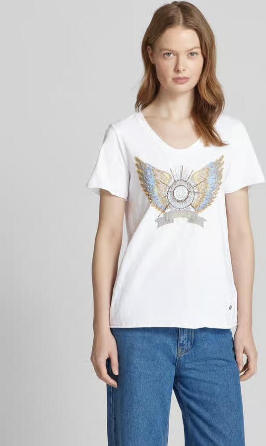 MOS MOSH Deco Tee Top met kralenmotief White Dames - Foto 2