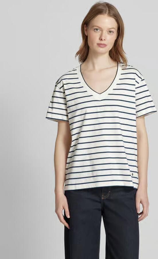 MOS MOSH Dames Tops & T-shirts Mmnani V-ss Stripe Tee Gebroken Wit - Foto 3