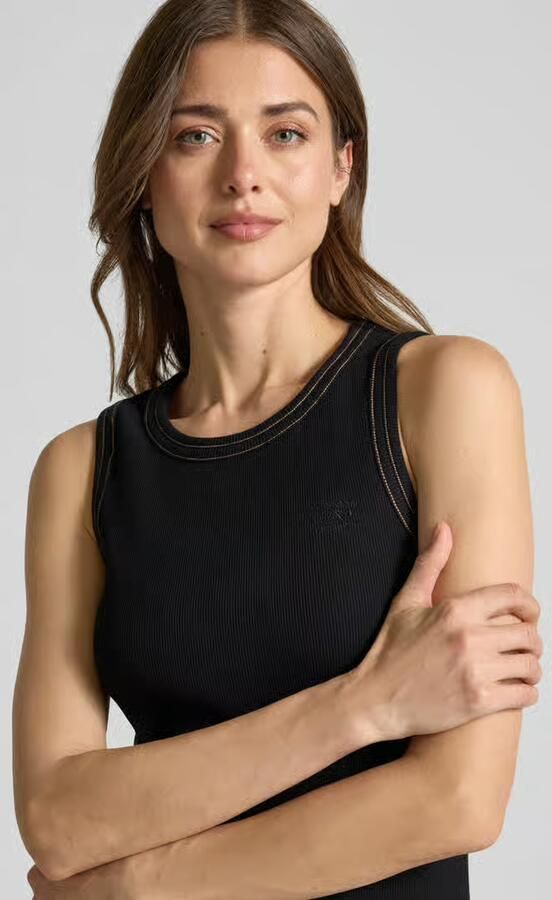 MOS MOSH Tanktop met logostitching model 'Ara'