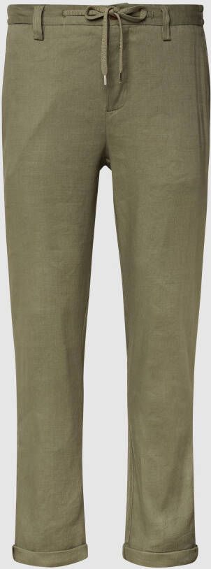 MOS MOSH Regular fit stoffen broek met tunnelkoord model 'Moss Green'