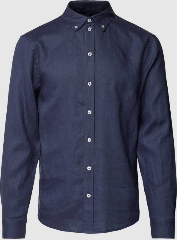 MOS MOSH Vrijetijdsoverhemd van linnen met button-downkraag model 'Theo'