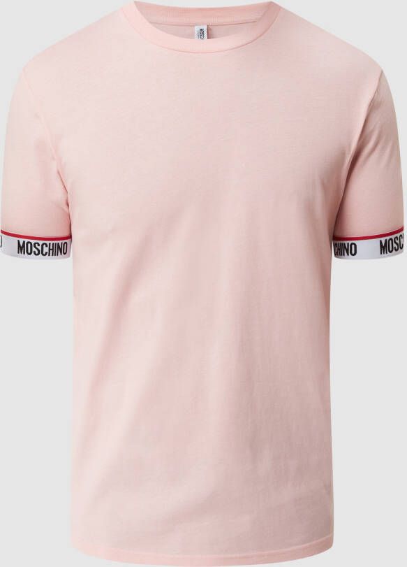 Moschino Swim + Underwear T-shirt met contrastboorden model 'Basic Logotape'