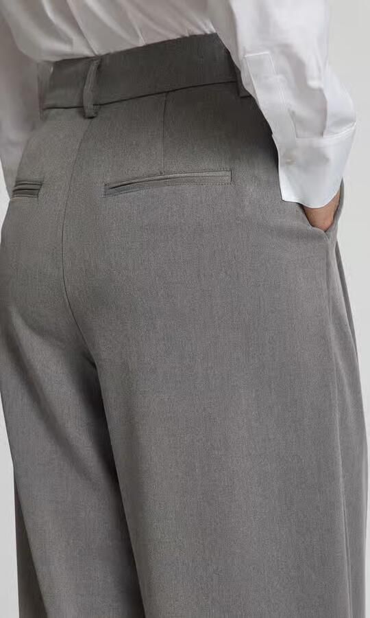 MSCH Copenhagen high waist wide leg pantalon MSCHHenrika van polyester grijs - Foto 5