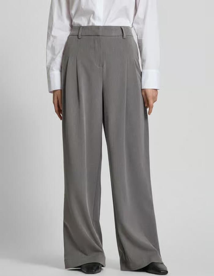 MSCH Copenhagen high waist wide leg pantalon MSCHHenrika van polyester grijs - Foto 6