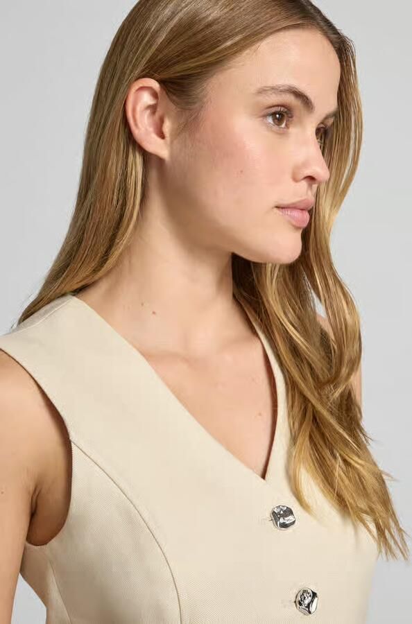 MSCH Copenhagen Bodywarmer van viscosemix met knoopsluiting model Esteriane - Foto 5