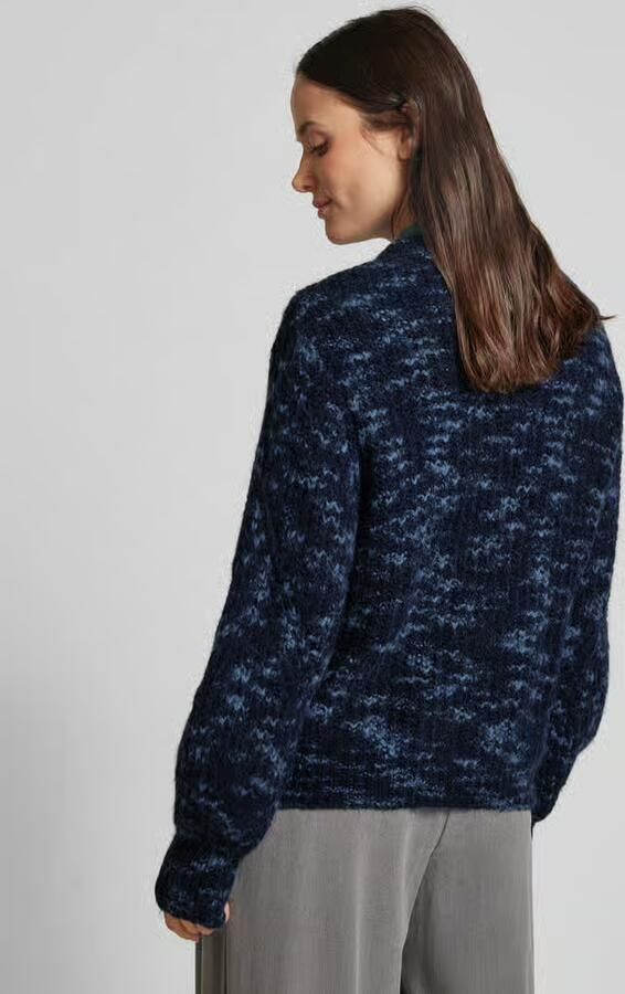 Moss copenhagen Blauwe Melange Grof Gebreide Trui Alegra Blue Dames