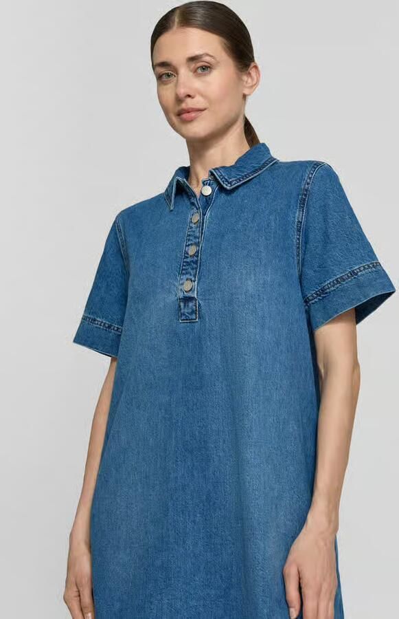 MSCH Copenhagen Knie-lange denimjurk met drukknoopsluiting model 'Turo Alena' - Foto 5
