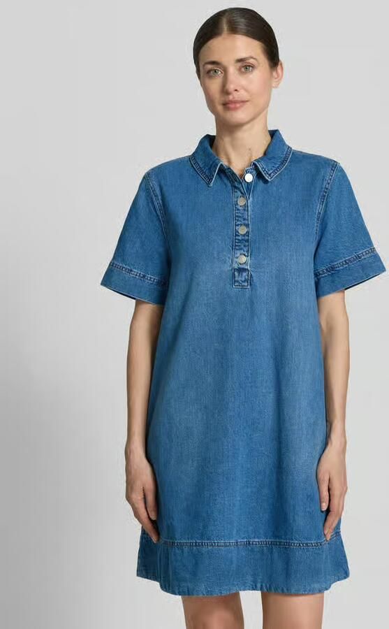 MSCH Copenhagen Knie-lange denimjurk met drukknoopsluiting model 'Turo Alena' - Foto 7