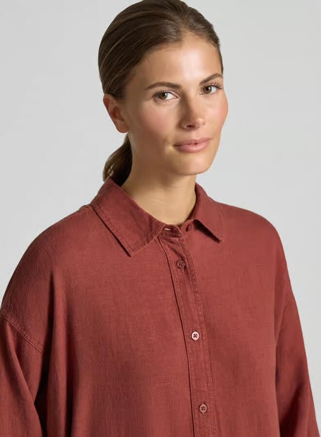 Mustang linnen blouse met overhemdkraag model 'SALINAS'