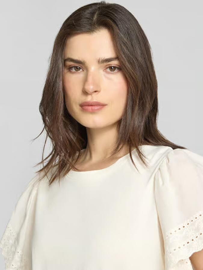 Mustang regular fit blouse met bloemige stitching model 'Lima'