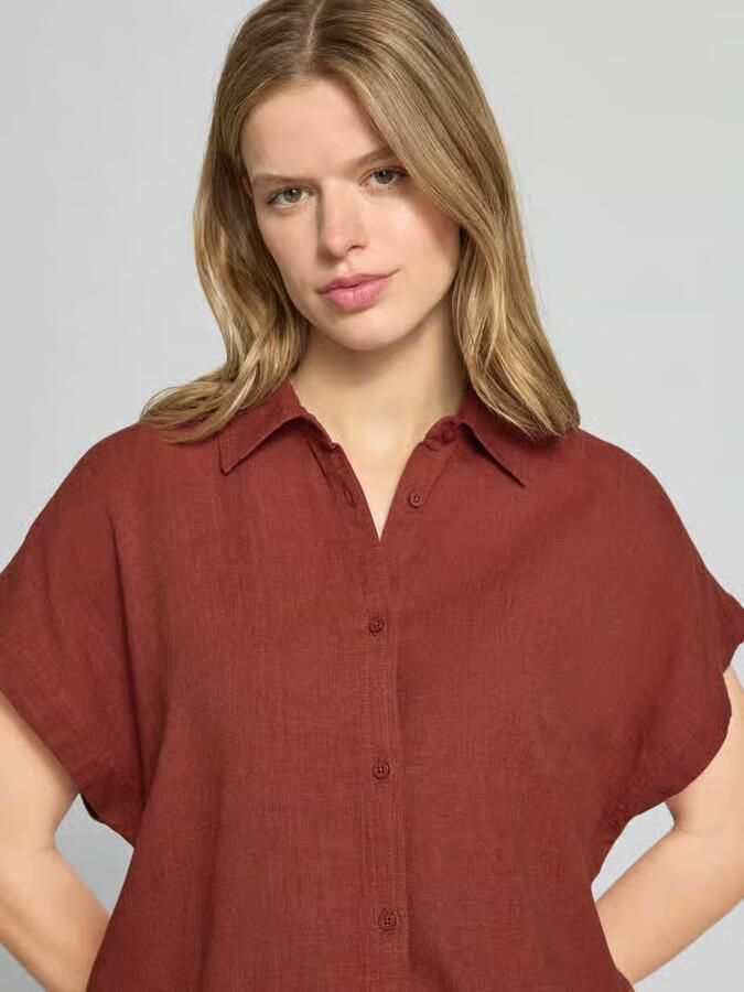 Mustang regular fit blouse van een viscose-linnenmix met trekkoord