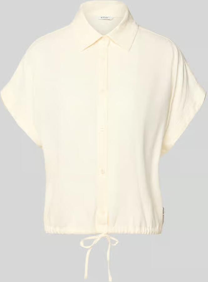 Mustang regular fit blouse van een viscose-linnenmix met trekkoord - Foto 2