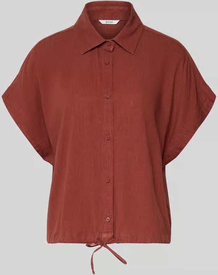 Mustang regular fit blouse van een viscose-linnenmix met trekkoord - Foto 2