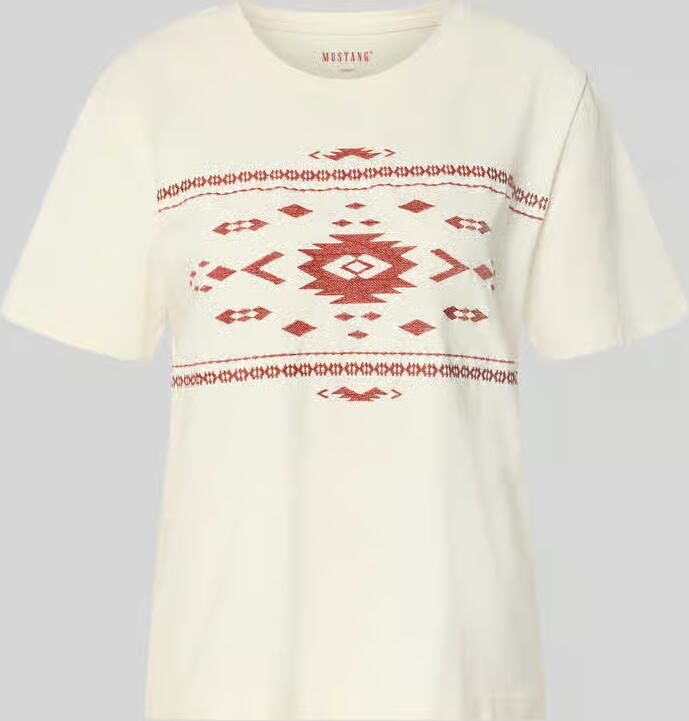 Mustang regular fit T-shirt met all-over stitching model 'FLORIS' - Foto 2