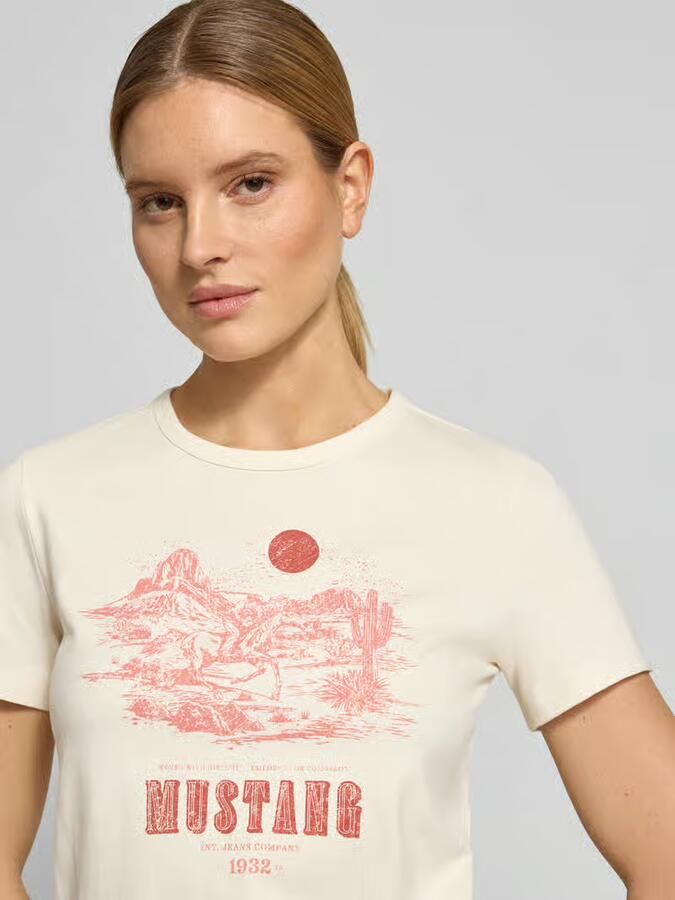 Mustang regular fit T-shirt met logoprint model 'Alma'