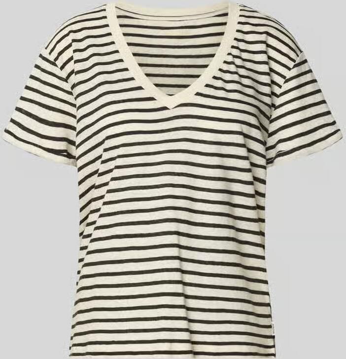 Mustang T-shirt van linnenmix met V-hals model 'AMY' - Foto 2