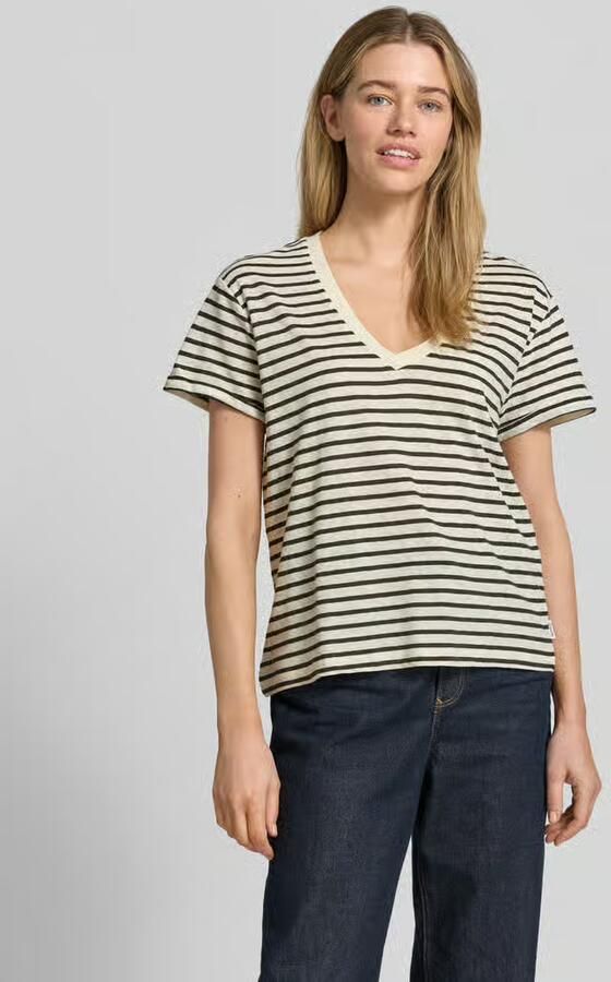 Mustang T-shirt van linnenmix met V-hals model 'AMY' - Foto 2