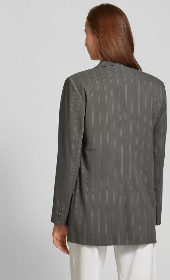 My Essential Wardrobe Grijze Blazer Jas met Witte Streep Gray Dames