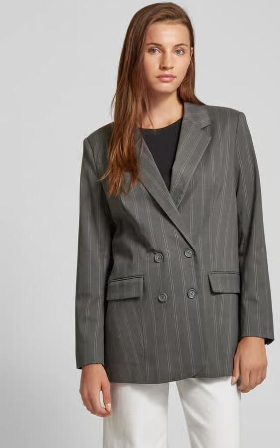 My Essential Wardrobe Grijze Blazer Jas met Witte Streep Gray Dames - Foto 2