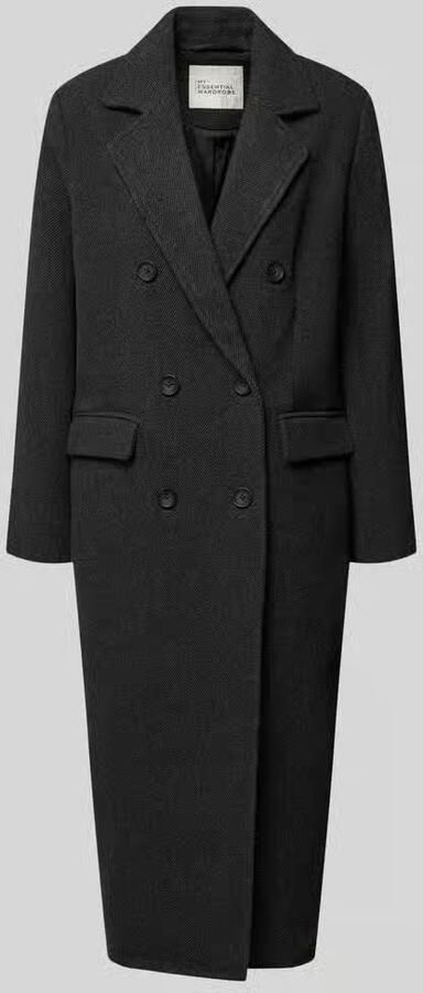 My Essential Wardrobe Lange jas van wolmix met reverskraag model 'Frannie'
