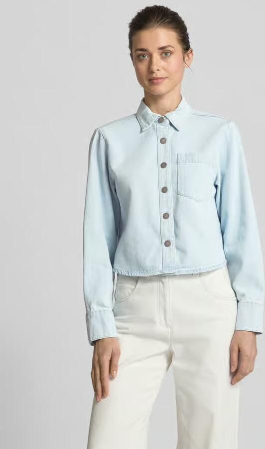 My Essential Wardrobe Regular fit jeansblouse met borstzak model 'Winnie' - Foto 4