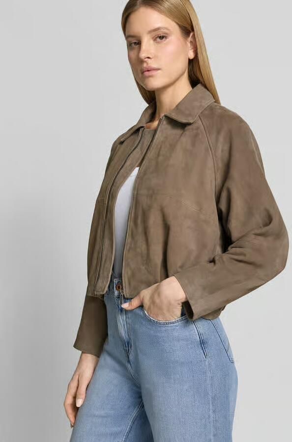 My Essential Wardrobe regular fit leren jack van echt chevreau-suède model 'Petra'