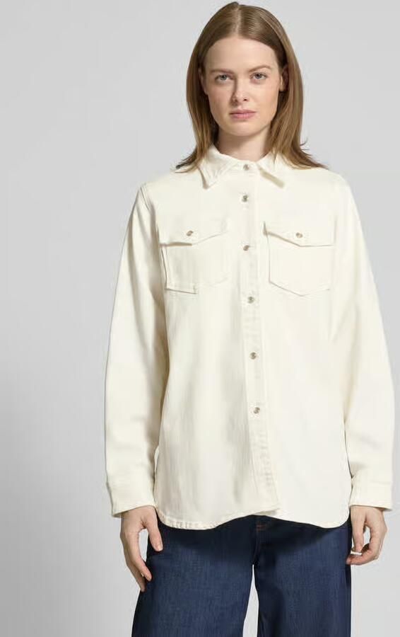 My Essential Wardrobe Relaxed fit jeansblouse met paspelzakken op de borst model 'Dagmar' - Foto 4
