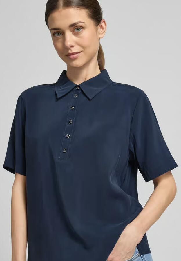 My Essential Wardrobe Relaxed fit Poloshirt van viscosemix Model 'Mindy'