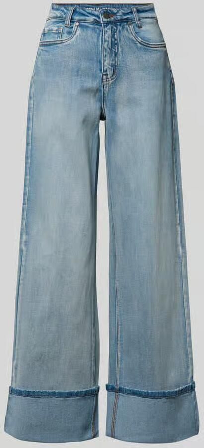 My Essential Wardrobe Wide leg jeans met gefixeerde omslag model 'Dikan' - Foto 6