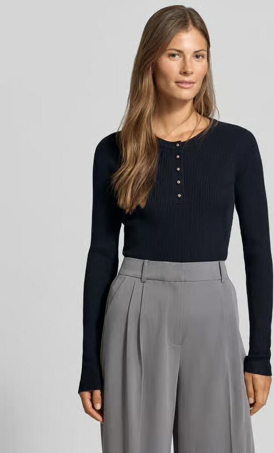 MYON Slim fit shirt met lange mouwen van tricotlook - Foto 2
