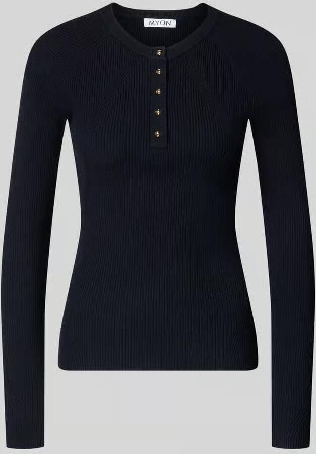 MYON Slim fit shirt met lange mouwen van tricotlook
