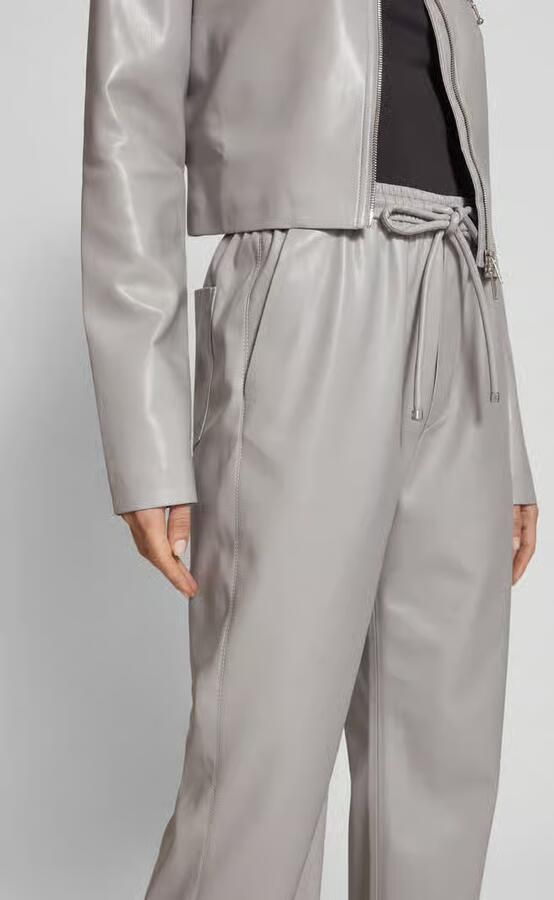 Nanushka relaxed fit stoffen broek in leerlook - Foto 2