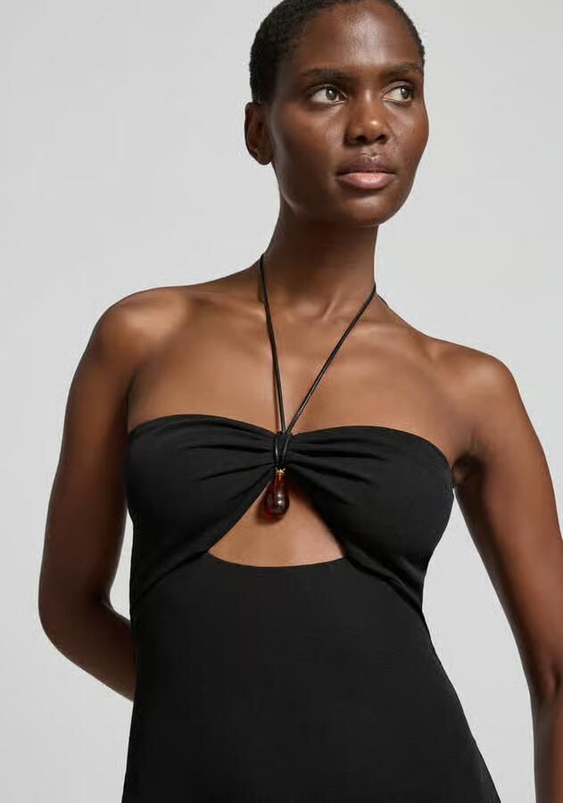 Nanushka slim fit midi-jurk met siersteentje-detail