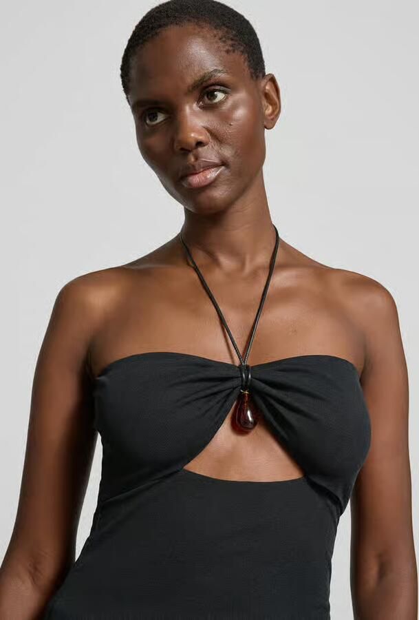 Nanushka top met halter met siersteentje