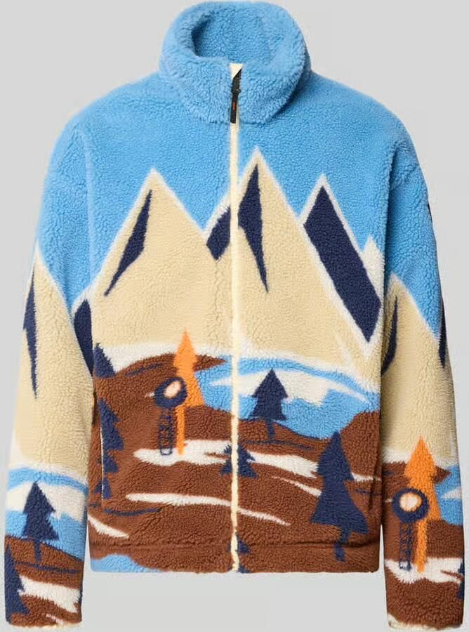 Napapijri Fleecejack in all-over look met opstaande kraag