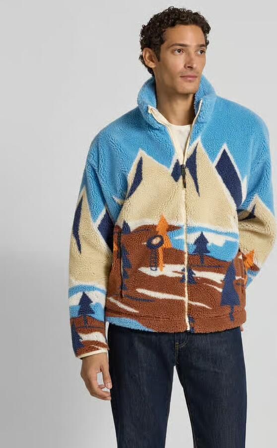Napapijri Fleecejack in all-over look met opstaande kraag - Foto 3