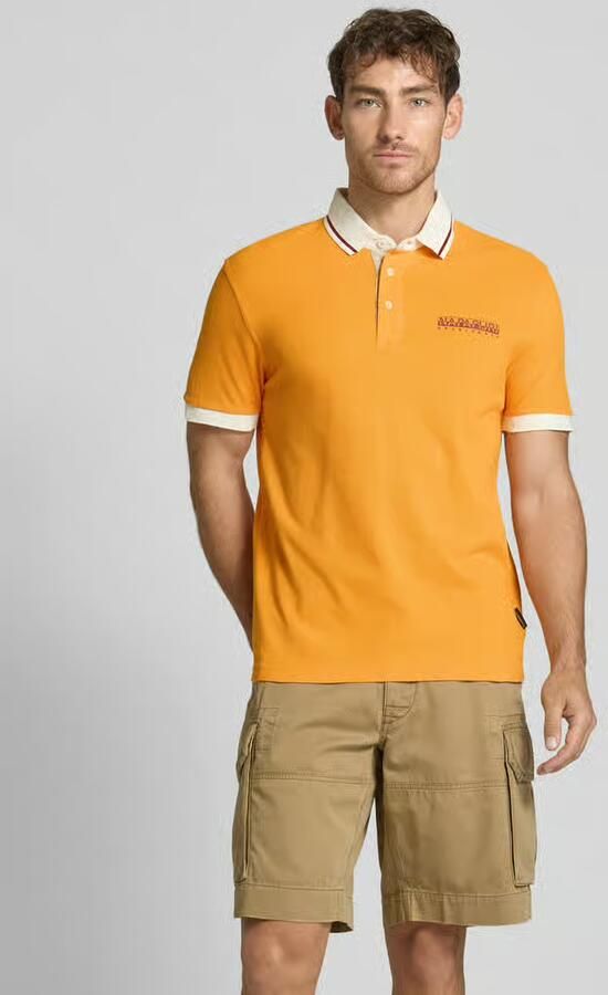 Napapijri Slim fit poloshirt met labelprint - Foto 2