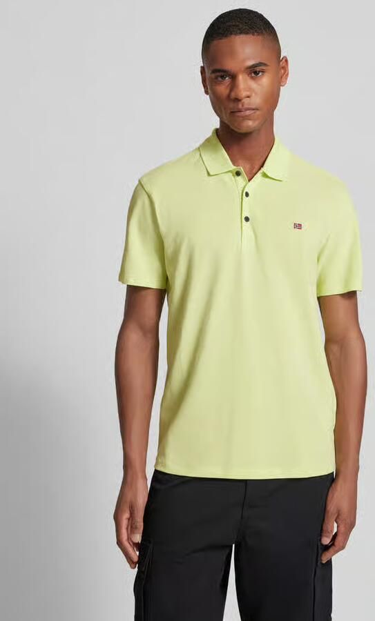 Napapijri Polo Shirt Korte Mouwen Geel Geborduurd Logo Yellow Heren - Foto 3