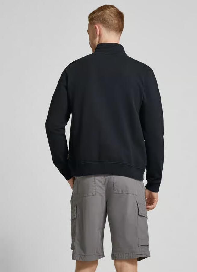 Napapijri Zwarte Sweatshirt met Lange Mouwen en Rits Geborduurd Logo Black Heren