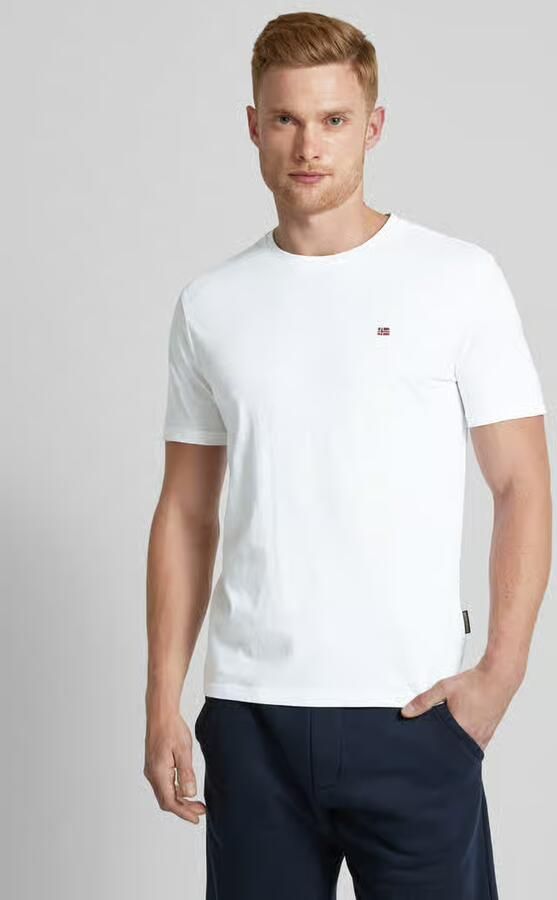 Napapijri Elegant wit geborduurd T-shirt voor mannen White Heren - Foto 6