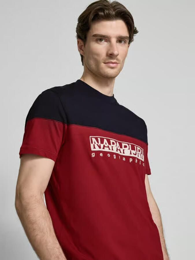 Napapijri T-shirt met labelstitching model 'SATURNIA'