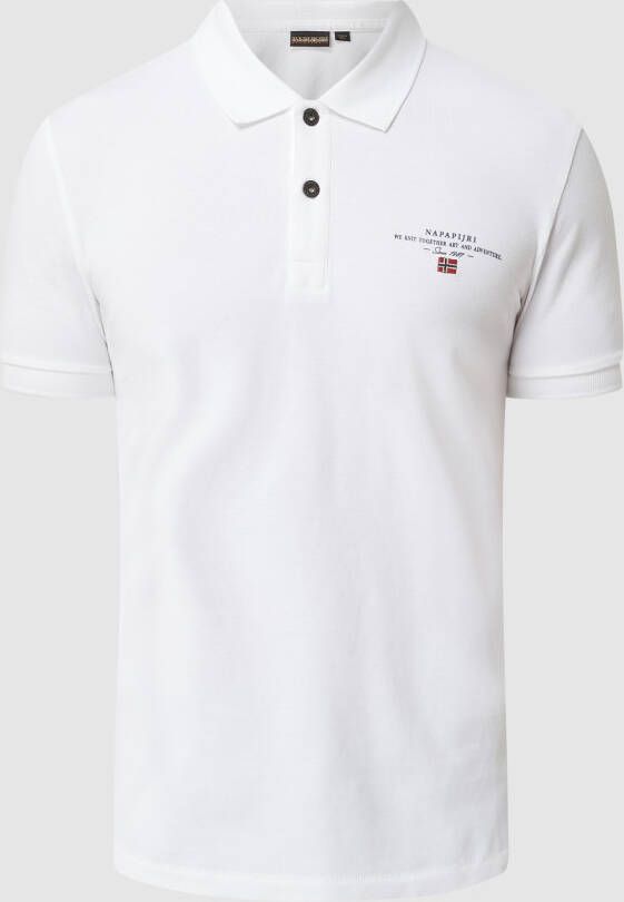 Napapijri Witte Katoenen Polo Shirt met Print en Logo White Heren