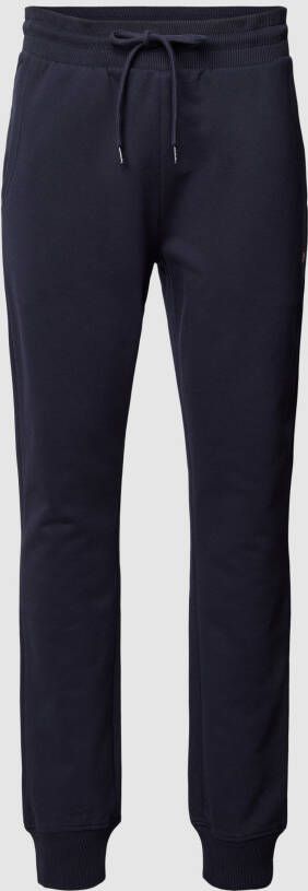Napapijri Blauwe Sportieve Elastische Taille Broek Geborduurd Blue Heren