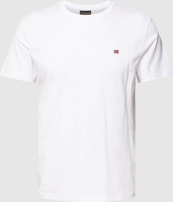 Napapijri Witte Casual T-shirt met Logo Borduursel White Heren