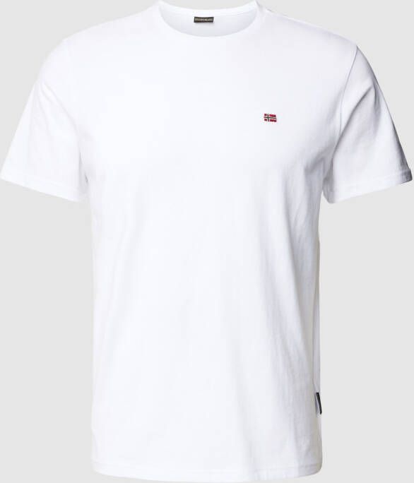 Napapijri Witte Casual T-shirt met Logo Borduursel White Heren