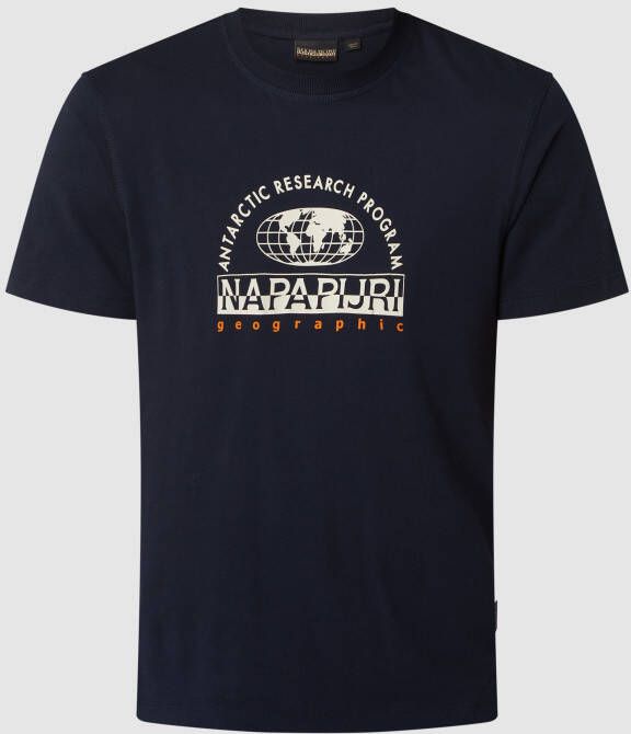 Napapijri Blauwe Print T-shirt voor Mannen Blue Heren
