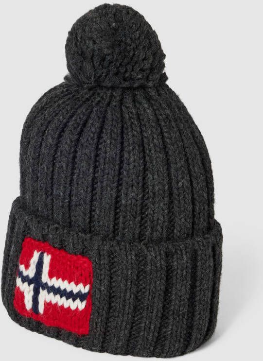 Napapijri Grijze Wintermuts met Handtekening Borduurwerk Gray Unisex