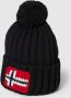 Napapijri Stijlvolle Zwarte Wol Pompon Muts Borduurwerk Black Heren - Thumbnail 4